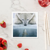 Eisstand-off zwischen Eisbär und Fisch  Serviette (Beispiel)
