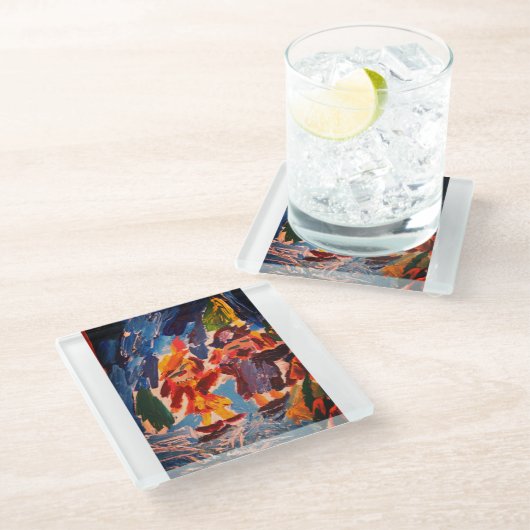 Eisstockspass Glasuntersetzer (Schrägansicht)