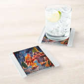 Eisstockspass Glasuntersetzer (Schrägansicht)