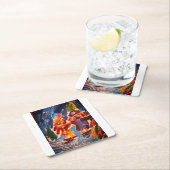 Eisstockspass Rechteckiger Pappuntersetzer (Vor Ort)