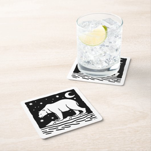 Eissurfpolarbär Rechteckiger Pappuntersetzer (Vor Ort)