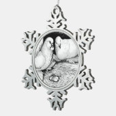 Eistauben Schneeflocken Zinn-Ornament (Rechts)