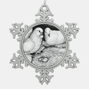 Eistauben Schneeflocken Zinn-Ornament