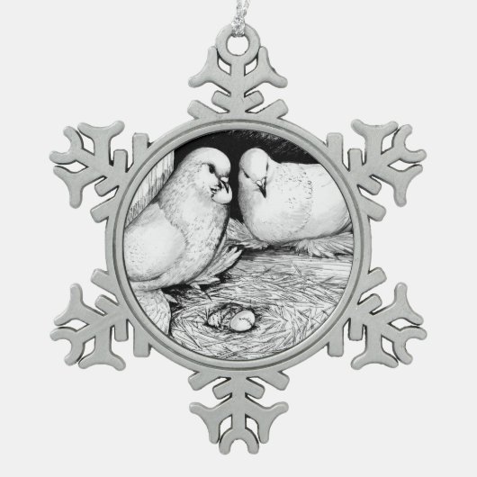 Eistauben Schneeflocken Zinn-Ornament (Vorderseite)