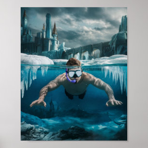 Eistaucher wartet auf Frühling Poster