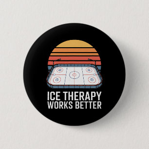Eistherapie wirkt besser Hockey-Eisbahn Retro  Button