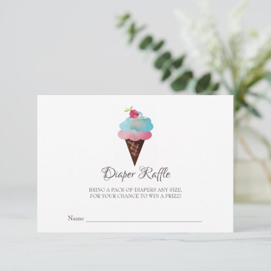 Eistüte-Babyparty-WindelRaffle Einladung (Stehend Vorderseite)