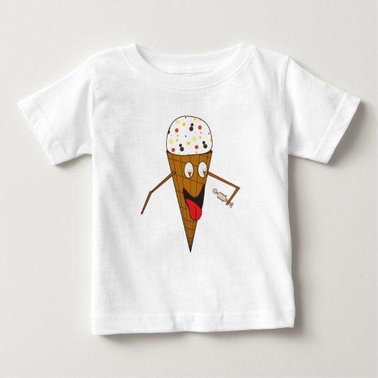 Eistüte, die ein Personen-Baby T leckt Baby T-shirt (Vorderseite)