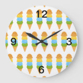 Eistüte farbig große wanduhr (Vorderseite)