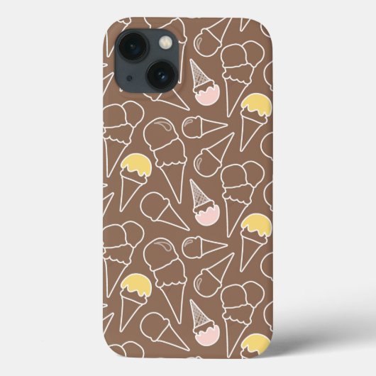 Eistüte-Muster auf Brown Case-Mate iPhone Hülle (Rückseite)