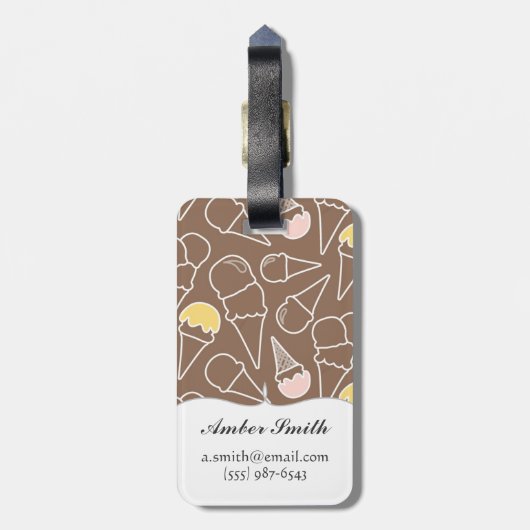 Eistüte-Muster auf Brown Gepäckanhänger (Rückseite vertikal)
