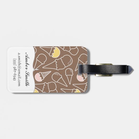 Eistüte-Muster auf Brown Gepäckanhänger (Rückseite horizontal)