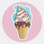 Eistüte Runder Aufkleber (Vorderseite)