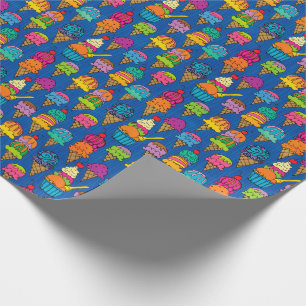 Eistüten auf Blau Geschenkpapier