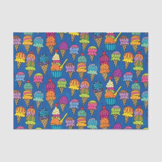 Eistüten auf Blau Seidenpapier (Vorderseite)