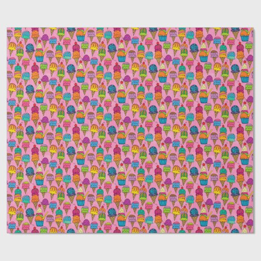Eistüten auf Rosa Geschenkpapier (Flach)