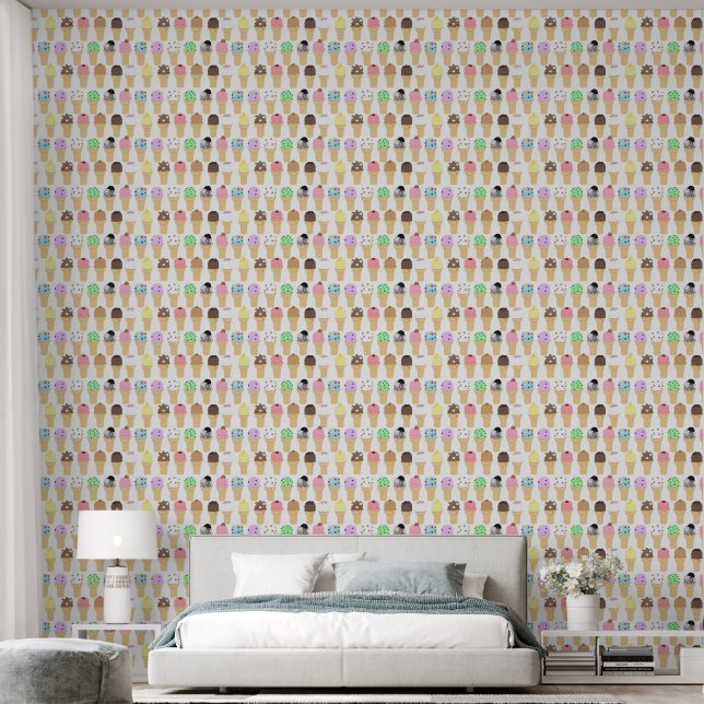 Eistüten-Muster-Wallpaper Tapete (Schlafzimmer)