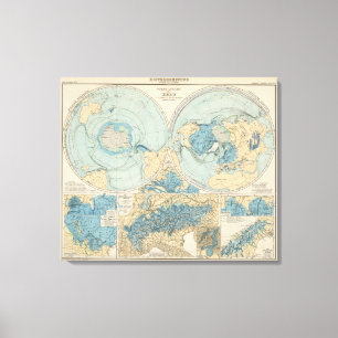 Eisverbreitung Atlas-Karte Leinwanddruck