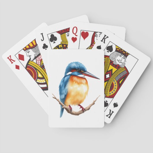 Eisvogel auf einem Ast sitzend Spielkarten (Rückseite)