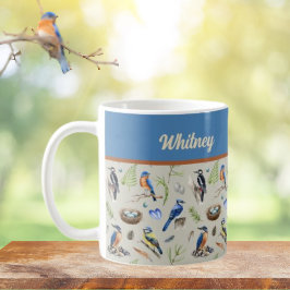 Eisvogel, Blauhäher, Specht Namensvogel-Muster Kaffeetasse