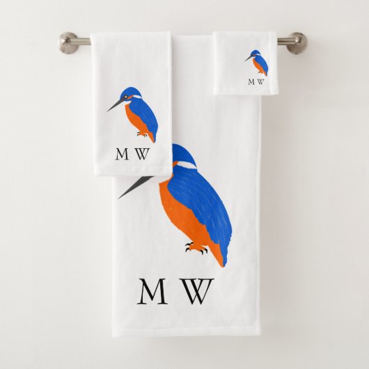 Eisvogel Design Monogramm Badhandtuch Set (Insitu)