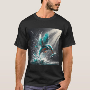 Eisvogel fängt Fisch, KI-generierte Kunst T-Shirt