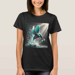 Eisvogel fängt Fisch, KI-generierte Kunst T-Shirt