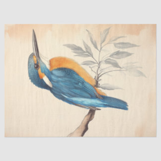Eisvogel-Fluss-Wildlife-Vintage-Decoupage-Druck Seidenpapier