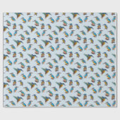 Eisvögel gemalt auf einem hellblauen Hintergrund Geschenkpapier (Flach)