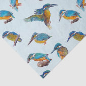 Eisvögel gemalt auf einem hellblauen Hintergrund Seidenpapier (Ausschnitt)