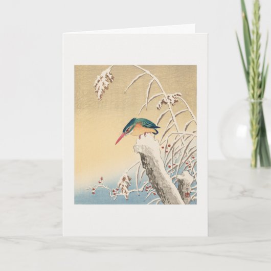 Eisvogel im Schnee Karte (Vorderseite)