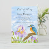 Eisvogel Lila Iris Lebensfeier Einladung (Stehend Vorderseite)