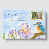 Eisvogel Lila Schwertlilien Feier des Lebens Gästebuch (Vorderseite)