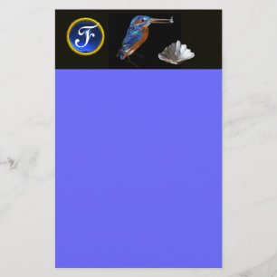 Eisvogel-Monogramm, Blauer Saphir, Schwarz Briefpapier