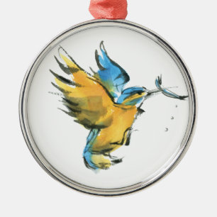 Eisvogel Silbernes Ornament