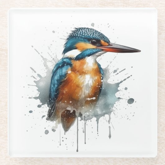 Eisvogel Splash Glasuntersetzer (Vorderseite)