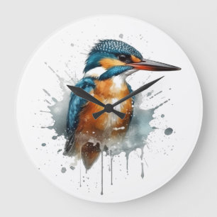 Eisvogel Splash Große Wanduhr
