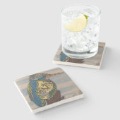 Eisvogel-Steingut-Untersetzer Steinuntersetzer (Seitenansicht)