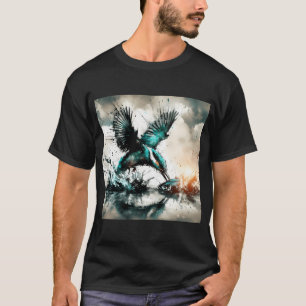Eisvogel taucht nach Fisch, AI-generierte Kunst T-Shirt