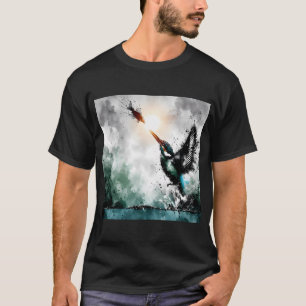 Eisvogel taucht nach Fisch, KI-generierte Kunst T-Shirt