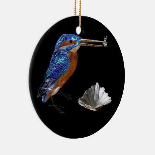 EISVOGEL-U. SEASHELLS-BLAUES SAPHIR-MONOGRAMM KERAMIKORNAMENT (Rechts)