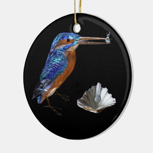 EISVOGEL-U. SEASHELLS-BLAUES SAPHIR-MONOGRAMM KERAMIKORNAMENT (Links)