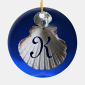 EISVOGEL-U. SEASHELLS-BLAUES SAPHIR-MONOGRAMM KERAMIKORNAMENT (Hinten)