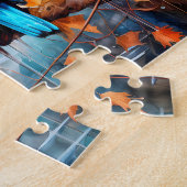 Eisvogel über Teich im malerischen Stil Puzzle (Seite)