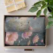 Eisvogel über Wasser mit rosa Blumen sitzend Seidenpapier (Geschenk)