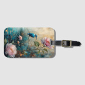 Eisvogel und rosa Rosen Gepäckanhänger (Vorderseite (Horizontal))