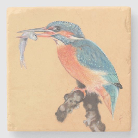Eisvogel-Unterlage Steinuntersetzer (Vorderseite)