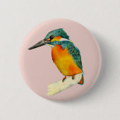 Eisvogel-Vogel-Aquarell-Malerei Button (Vorderseite)