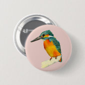 Eisvogel-Vogel-Aquarell-Malerei Button (Vorne & Hinten)