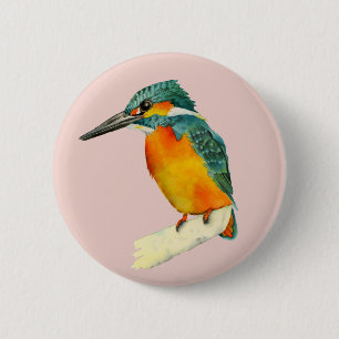 Eisvogel-Vogel-Aquarell-Malerei Button